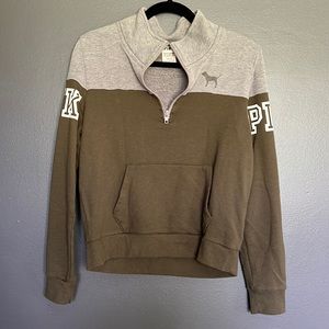 Olive Green/ Gray VS PINK Quarter Zip - M